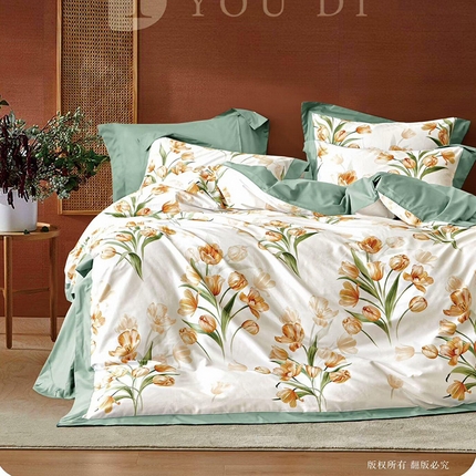 91家纺网 家纺一手货源 找家纺 （总1）未来家居 2024新款UD活性印染铂金贡缎四件套