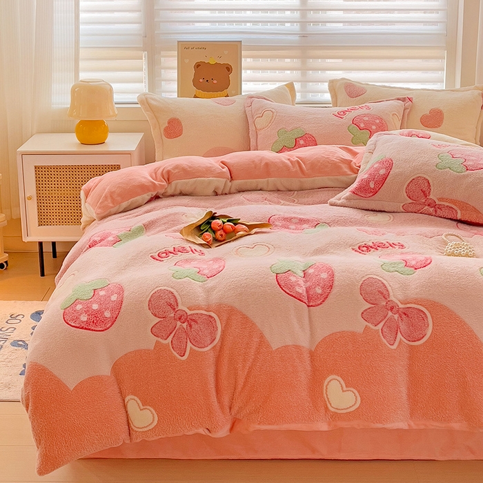 91家纺网 家纺一手货源 找家纺 2024新款加厚雪花绒印花四件套-风格二（提供卖家秀） 蝶雅