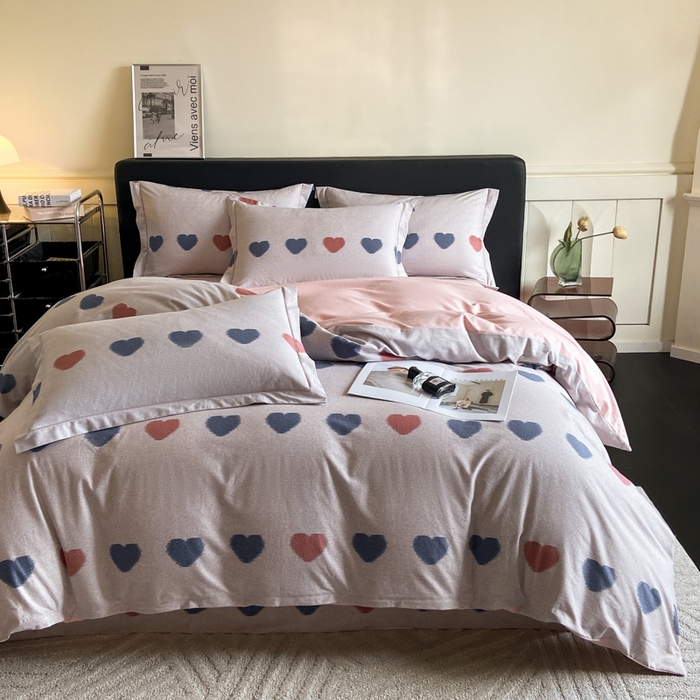 91家纺网 家纺一手货源 找家纺 大柏树 2025新款A类全棉磨毛印花四件套 满心欢喜