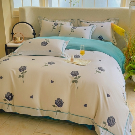 91家纺网 家纺一手货源 找家纺 （总）2025新款A纯棉B牛奶绒四件套13376全棉加绒一字绣宽边轻奢套件-夹棉款