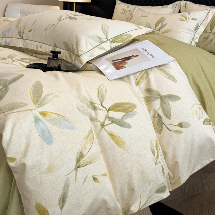 91家纺网 家纺一手货源 找家纺 大柏树 2025新款A类全棉磨毛印花四件套 乐莹米