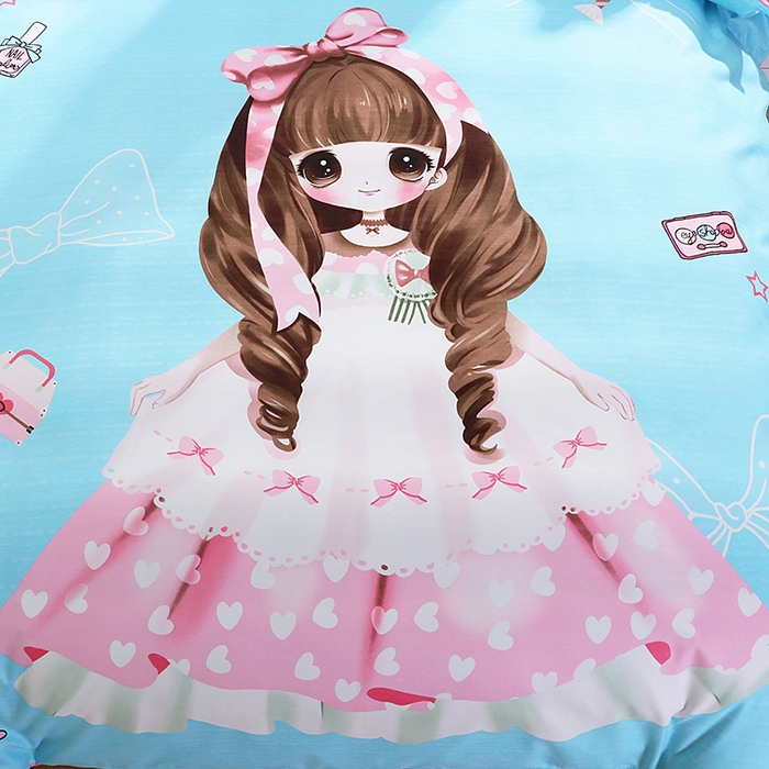 91家纺网 家纺一手货源 找家纺 宝薇 2024新款卡通款加厚斜纹磨毛大版四件套 （新花型不断更新中）公主日记蓝