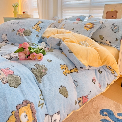 2024新款加厚雪花绒印花单件被套-风格二（提供卖家秀 ） 动物世界