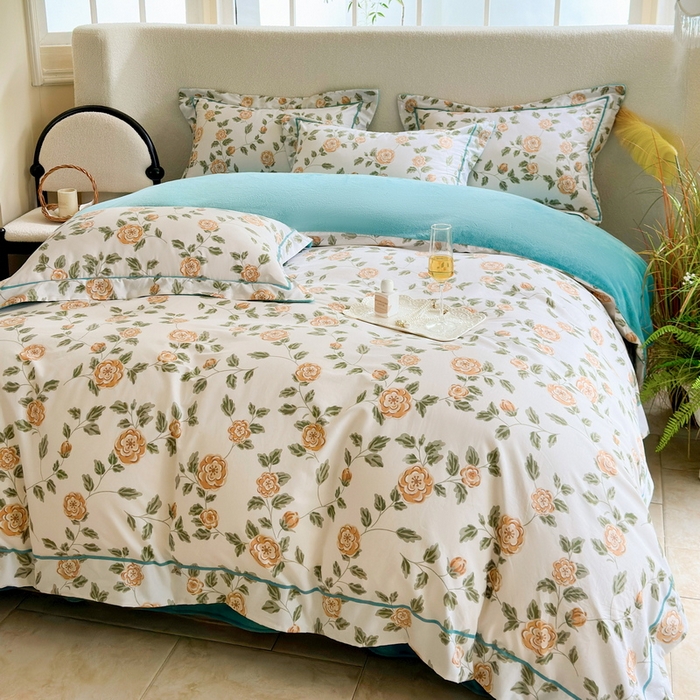 91家纺网 家纺一手货源 找家纺 2025新款A纯棉B牛奶绒四件套13376全棉加绒一字绣宽边轻奢套件-夹棉款 静初