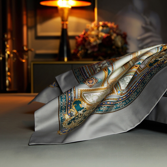 91家纺网 家纺一手货源 找家纺 2024新款100s长绒棉数码印花大版定位四件套 奥帝斯