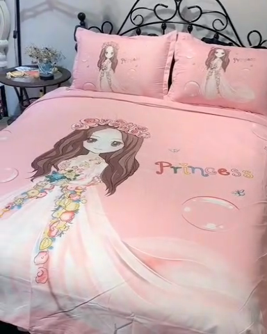 91家纺网 家纺一手货源 找家纺 宝薇 2024新款卡通款加厚斜纹磨毛大版四件套 （新花型不断更新中）公主梦