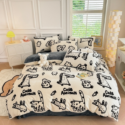 91家纺网 家纺一手货源 找家纺 （总）简宜家居 2025新款牛奶绒印花四件套