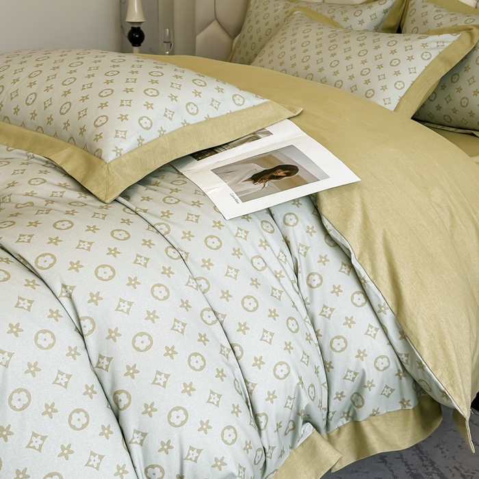 91家纺网 家纺一手货源 找家纺 雲归梦 2024新款全棉纯棉轻奢加厚磨毛拼角工艺四件套 维也纳 -奶油黄