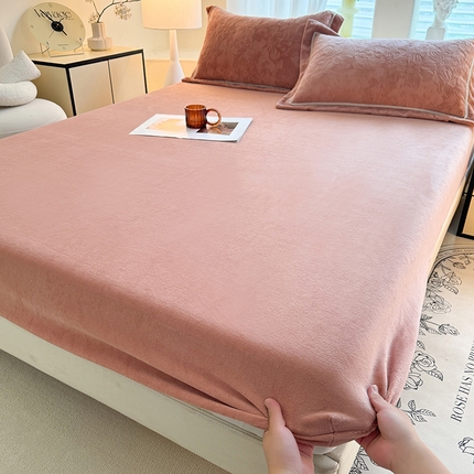 艾唯希家纺 2024新款A类牛奶绒单床笠系列 花之舞-桔-(单床笠)