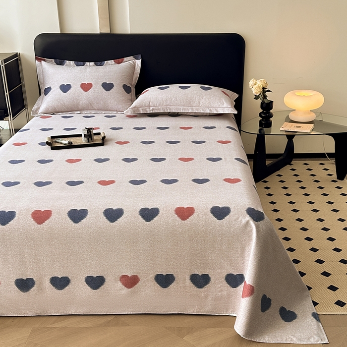 91家纺网 家纺一手货源 找家纺 大柏树 2025新款A类全棉磨毛印花单床单 满心欢喜