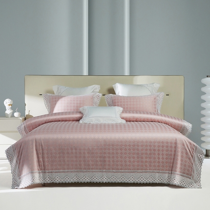 91家纺网 家纺一手货源 找家纺 （总）2024新款高端蕾丝重磅真丝棉系列四件套-克莱斯特