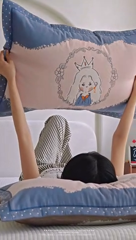 91家纺网 家纺一手货源 找家纺 2024新款全棉四层纱布枕套一对装纽扣款枕套 公主日记