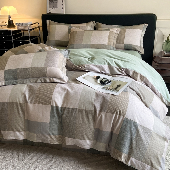 91家纺网 家纺一手货源 找家纺 大柏树 2025新款A类全棉磨毛印花四件套 布莱克