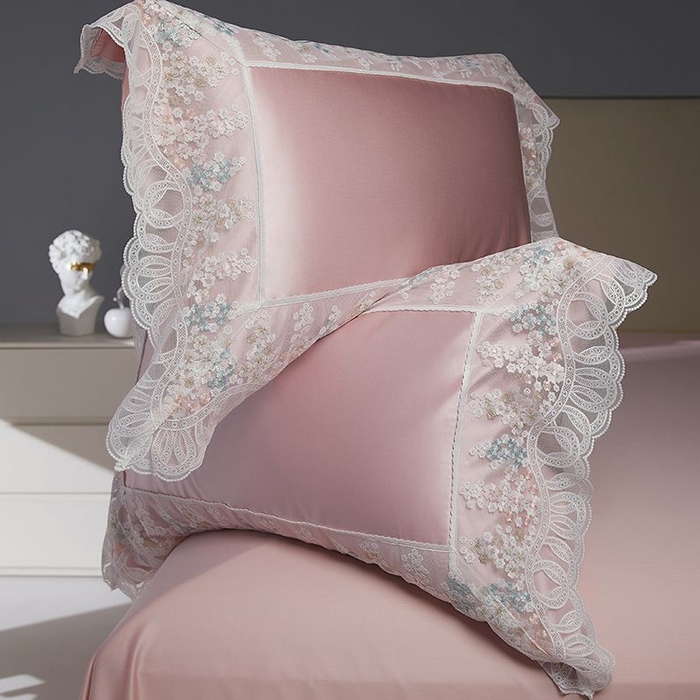 91家纺网 家纺一手货源 找家纺 （总）2024新款高端蕾丝重磅真丝棉系列四件套-芬芳细雨