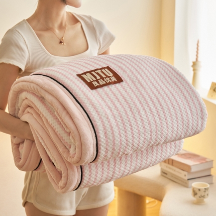 晨曦家纺 2024新款贝贝绒牛奶绒双层毛毯两用被套毯 贝贝绒双层毛毯-悠粉