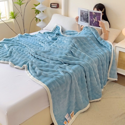 91家纺网 家纺一手货源 找家纺 （总）优选 2025新款托卡斯母婴级兔兔绒大泡泡毛毯安抚四季床盖双面牛奶绒床单