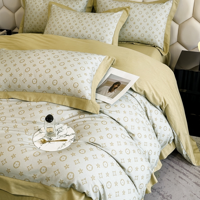 91家纺网 家纺一手货源 找家纺 雲归梦 2024新款全棉纯棉轻奢加厚磨毛拼角工艺四件套 维也纳 -奶油黄