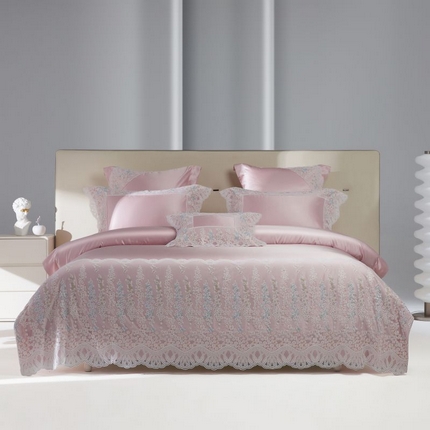 91家纺网 家纺一手货源 找家纺 （总）2024新款高端蕾丝重磅真丝棉系列四件套-芬芳细雨