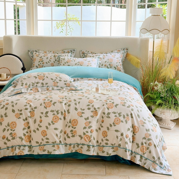 91家纺网 家纺一手货源 找家纺 2025新款A纯棉B牛奶绒四件套13376全棉加绒一字绣宽边轻奢套件-夹棉款 静初