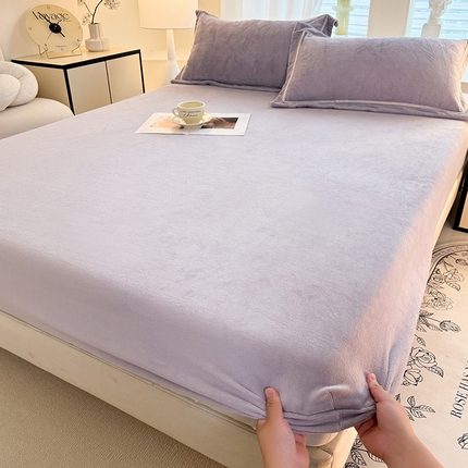 艾唯希家纺 2024新款A类牛奶绒单床笠系列 花之蔓-紫-(单床笠)