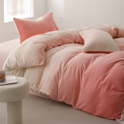 91家纺网 家纺一手货源 找家纺 （总）红粉佳人 2025新款小清新双面牛奶绒四件套