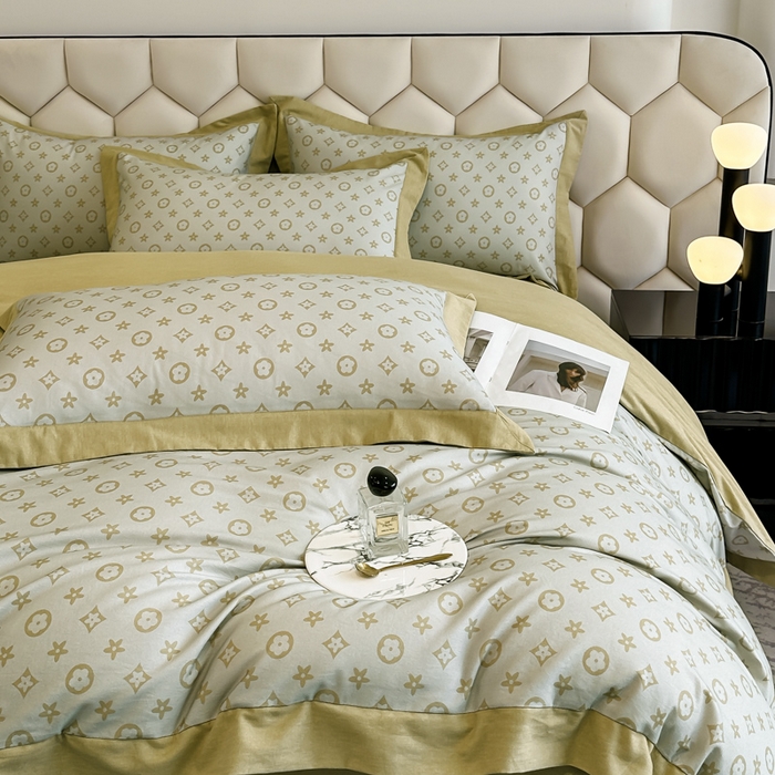 91家纺网 家纺一手货源 找家纺 雲归梦 2024新款全棉纯棉轻奢加厚磨毛拼角工艺四件套 维也纳 -奶油黄