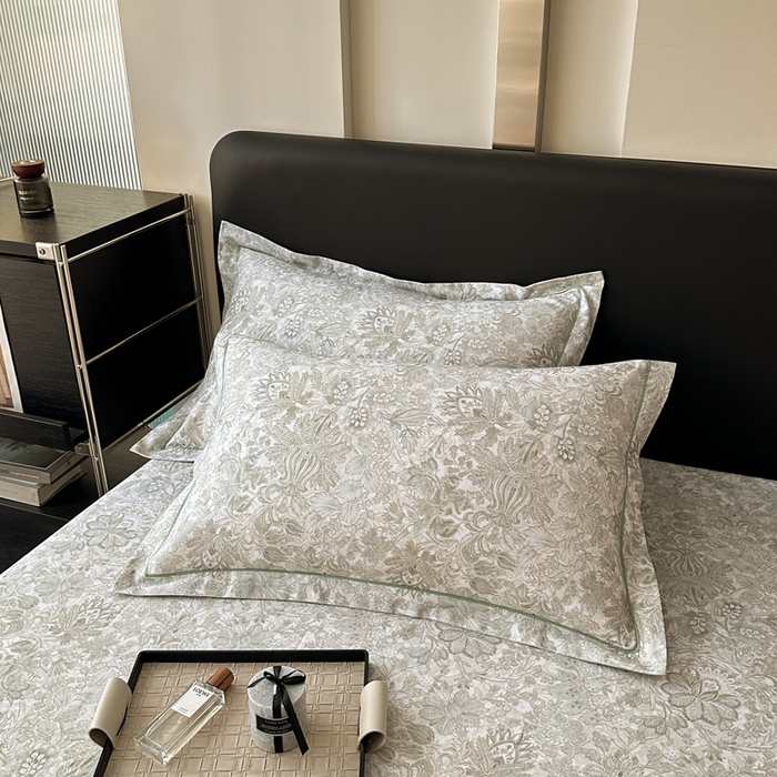 91家纺网 家纺一手货源 找家纺 大柏树 2025新款A类全棉磨毛印花单床笠 莉娅绿