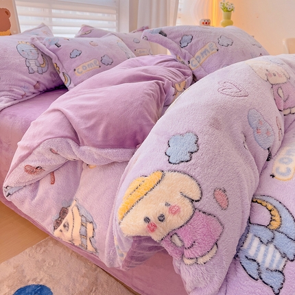 91家纺网 家纺一手货源 找家纺 （总）2024新款加厚雪花绒印花四件套-风格二（提供卖家秀）