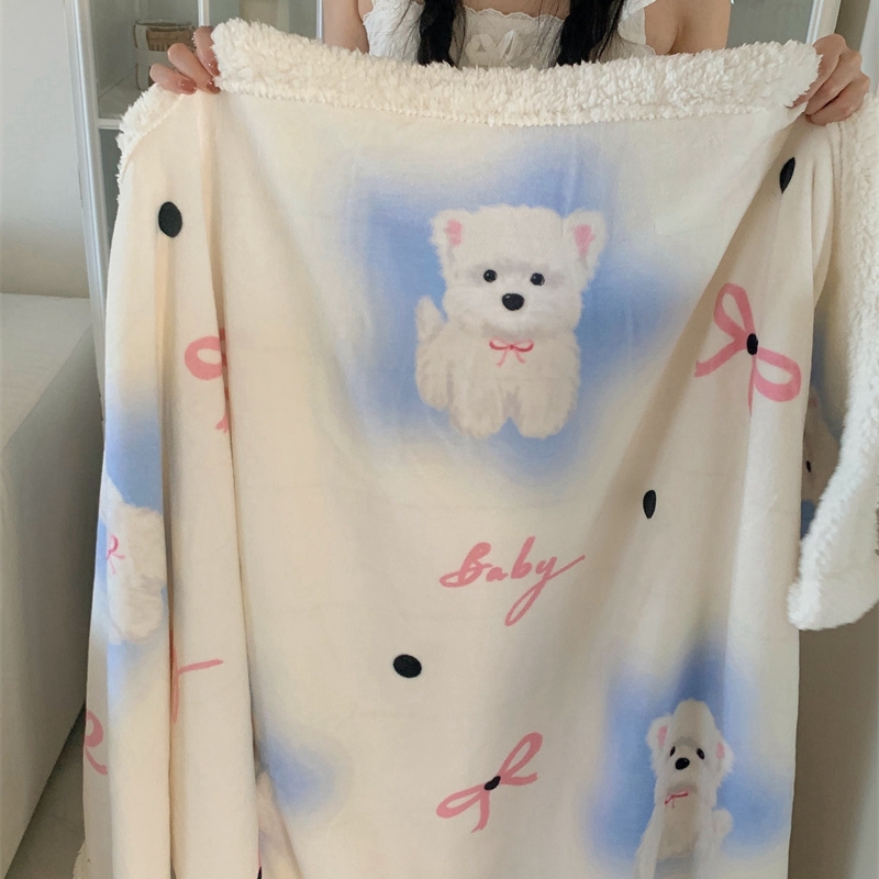 91家纺网 家纺一手货源 找家纺 桃喜 2024新款亲肤舒适牛奶绒羊羔绒毛毯 可爱比熊