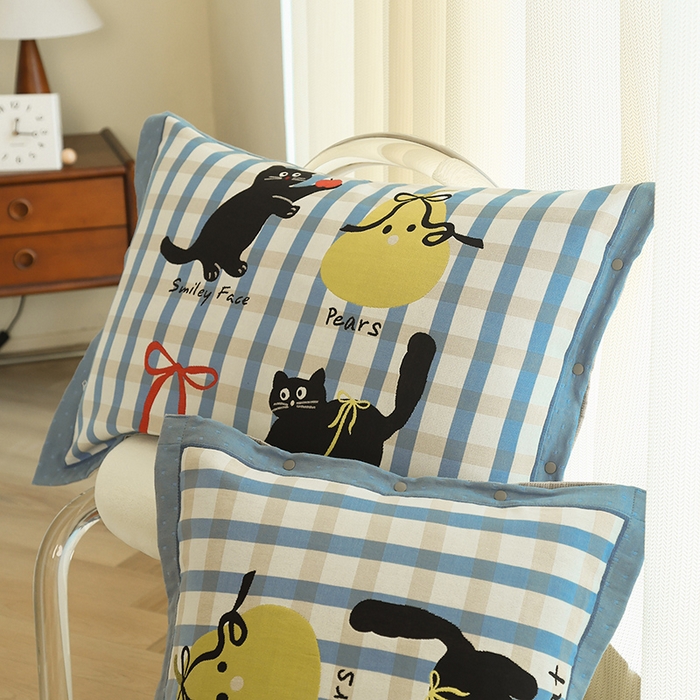 91家纺网 家纺一手货源 找家纺 （总）2024新款全棉四层纱布枕套一对装纽扣款枕套