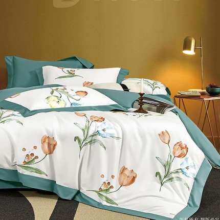 91家纺网 家纺一手货源 找家纺 （总2）未来家居 2024新款UD活性印染铂金贡缎四件套