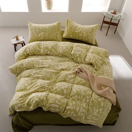 91家纺网 家纺一手货源 找家纺 （总）红粉佳人 2025新款小清新双面牛奶绒四件套