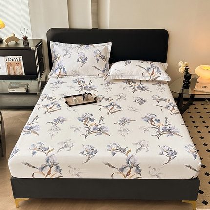 91家纺网 家纺一手货源 找家纺 大柏树 2025新款A类全棉磨毛印花单床笠 思瑾蓝