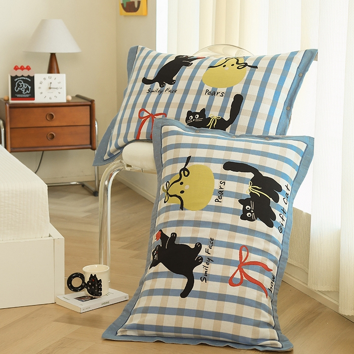 91家纺网 家纺一手货源 找家纺 （总）2024新款全棉四层纱布枕套一对装纽扣款枕套