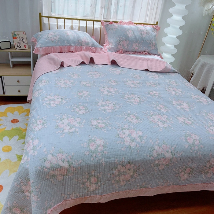 91家纺网 家纺一手货源 找家纺 暖居 2024新款包边豆豆被床盖四件套 安妮公主