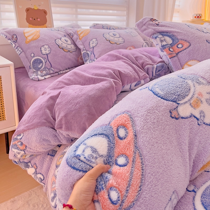 91家纺网 家纺一手货源 找家纺 2024新款加厚雪花绒印花单件被套-风格二（提供卖家秀 ） 星际穿越