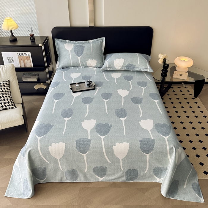 91家纺网 家纺一手货源 找家纺 大柏树 2025新款A类全棉磨毛印花单床单 人间茶白