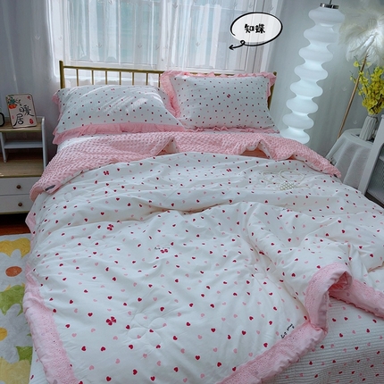 暖居 2024新款包边豆豆被床盖四件套 知碟