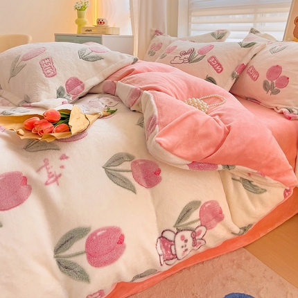 2024新款加厚雪花绒印花单件被套-风格二（提供卖家秀 ） 郁金香