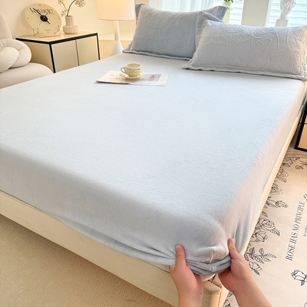 艾唯希家纺 2024新款A类牛奶绒单床笠系列 银杏叶-蓝-(单床笠)