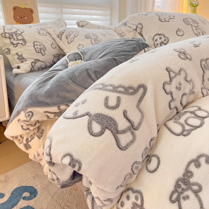 91家纺网 家纺一手货源 找家纺 2024新款加厚雪花绒印花单件被套-风格二（提供卖家秀 ） 灰色轨迹
