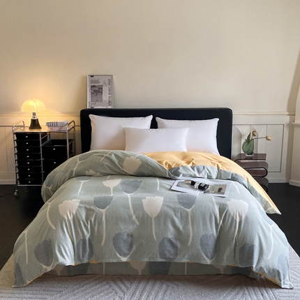 大柏树 2025新款A类全棉磨毛印花单被套 人间茶白