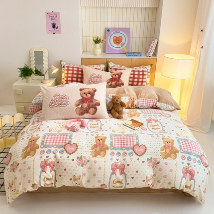 91家纺网 家纺一手货源 找家纺 （总）柚子YOUTH 2024新款加厚纯印花牛奶绒四件套