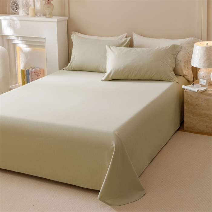 91家纺网 家纺一手货源 找家纺 艾莱家纺 2024新款A类新疆长绒棉加厚柔顺磨毛四件套-花开烂漫 花开烂漫-灰豆绿