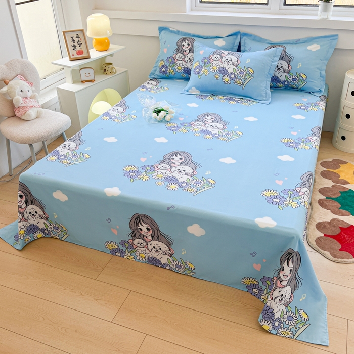 91家纺网 家纺一手货源 找家纺 宝薇 2024新款卡通款加厚斜纹磨毛大版四件套 （新花型不断更新中）花开半夏