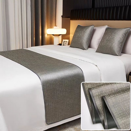 91家纺网 家纺一手货源 找家纺 （总）安力森/诚臻酒店用品酒店用品 2025新款床尾巾纯色酒店专用床上用品搭巾床旗高端轻奢民宿宾馆简约床盖