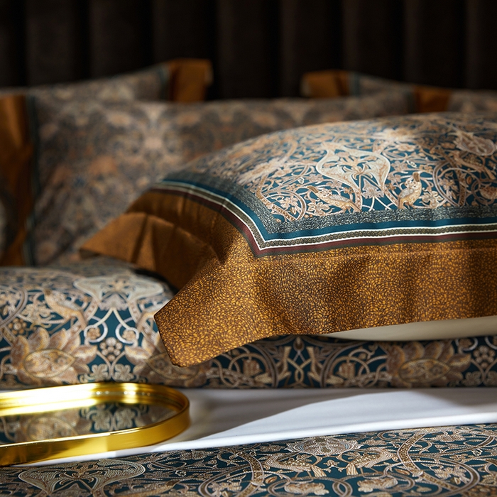 91家纺网 家纺一手货源 找家纺 2024新款100s长绒棉数码印花大版定位四件套 菲欧娜