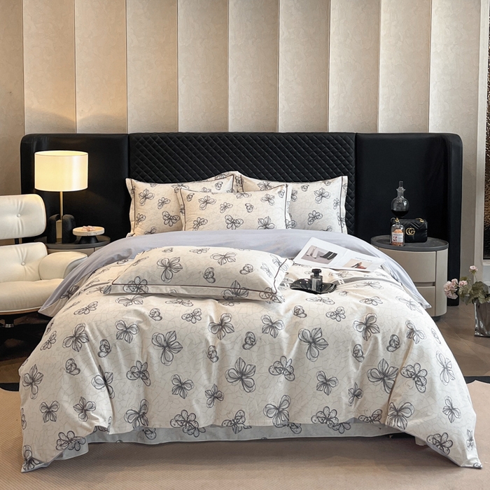 91家纺网 家纺一手货源 找家纺 大柏树 2025新款A类全棉磨毛印花四件套 淡雅年华