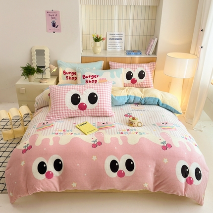 91家纺网 家纺一手货源 找家纺 （总）柚子YOUTH 2024新款加厚纯印花牛奶绒四件套