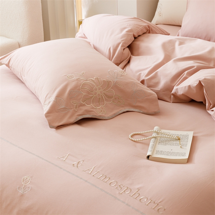 91家纺网 家纺一手货源 找家纺 艾莱家纺 2024新款A类新疆长绒棉加厚柔顺磨毛四件套-花开烂漫 花开烂漫-玉豆沙